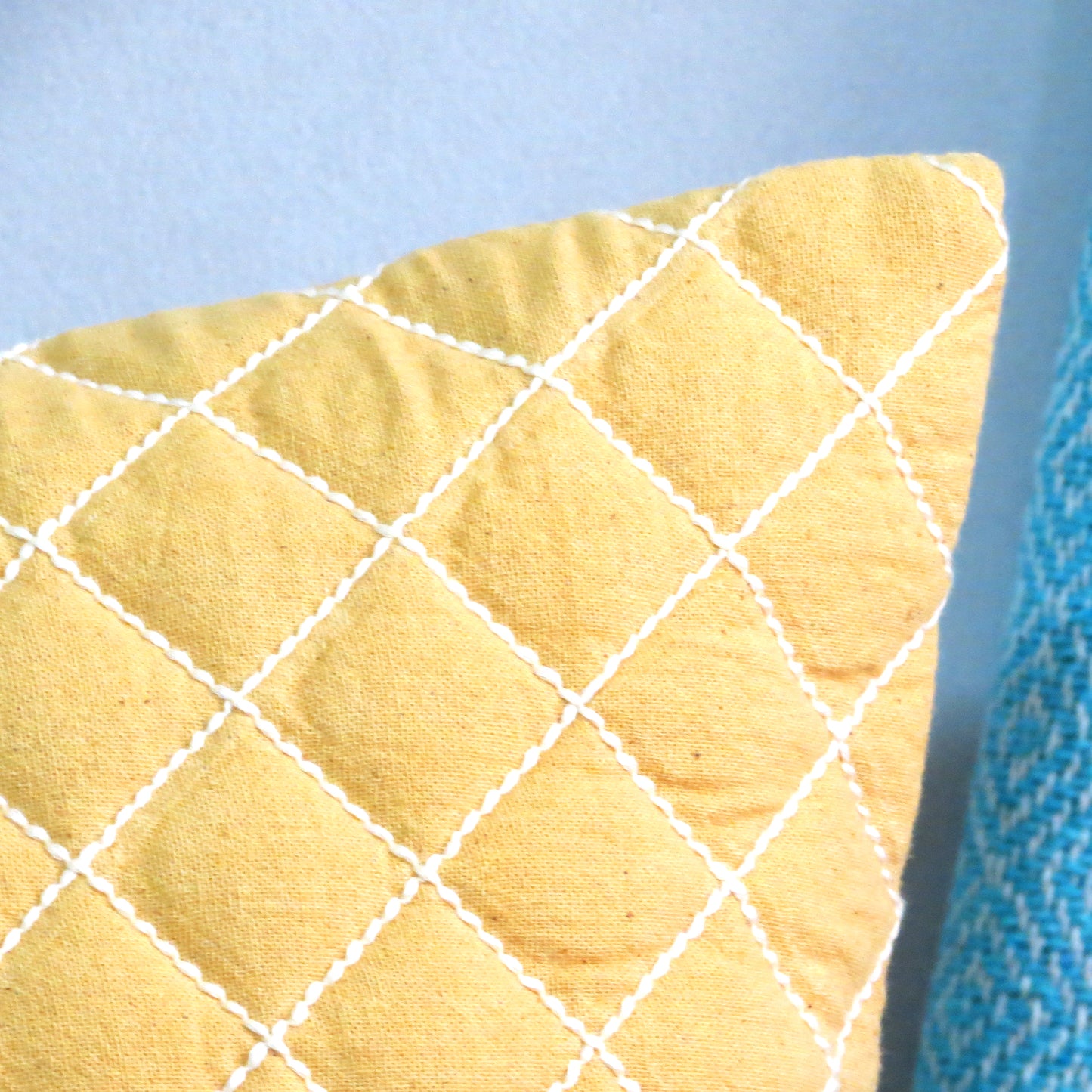 Pastel Yellow Quilted Cotton Cushions 16x16 Inch