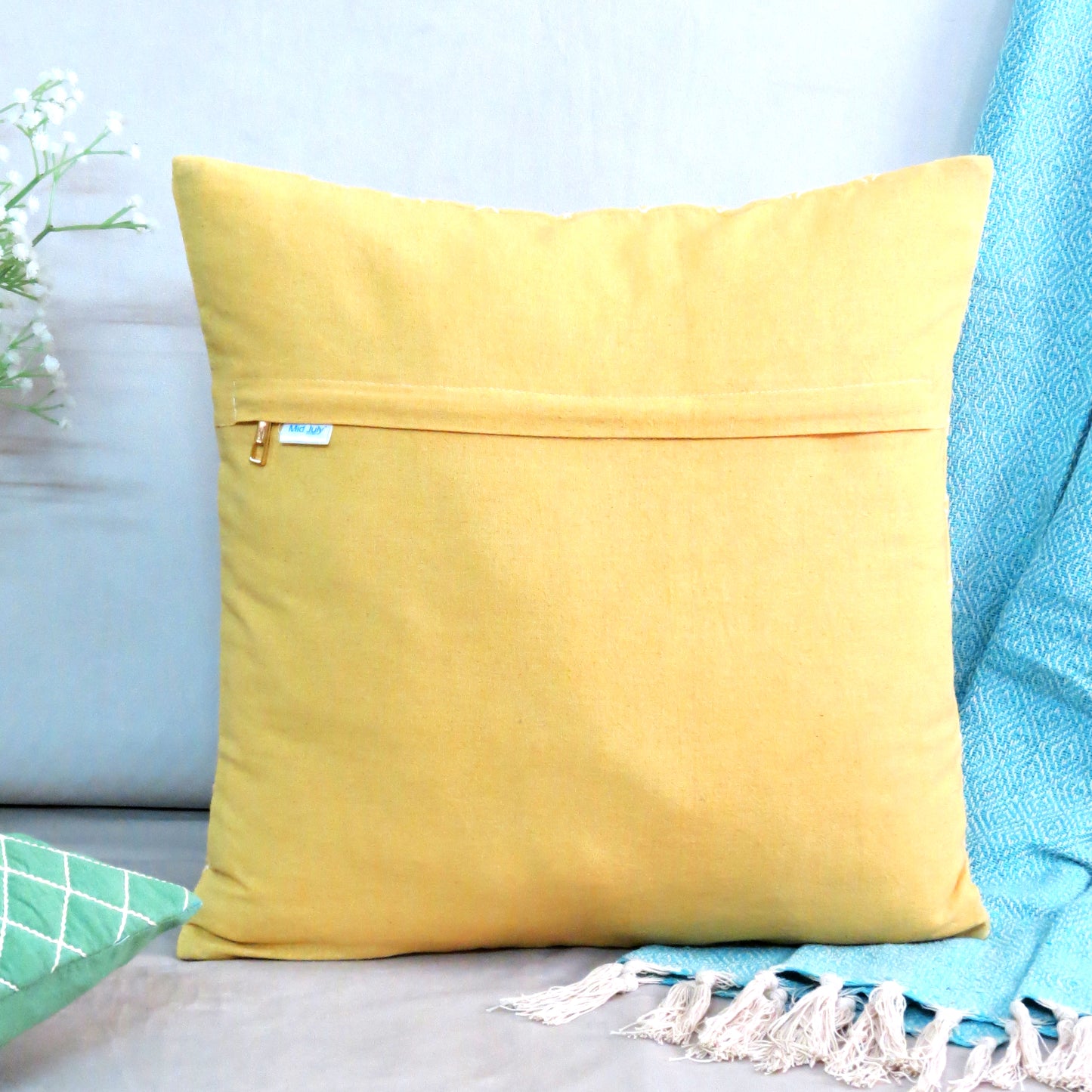 Pastel Yellow Quilted Cotton Cushions 16x16 Inch