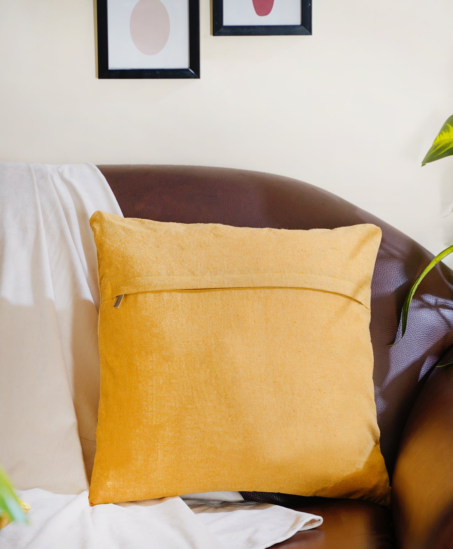 The Yellow morning Abstract Cushion Cover 16 inch