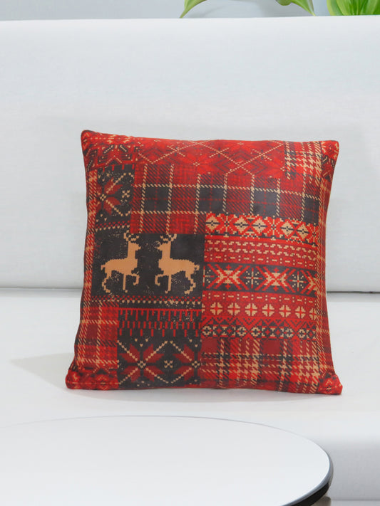 Plaid Holiday Velvet Christmass Cushion Cover 16x16 Inch