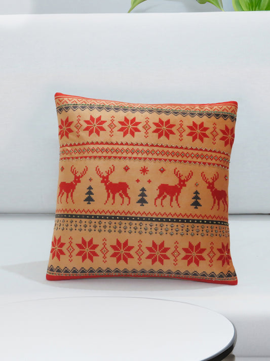 Reindeer Games Velvet Christmass Cushion Cover 16x16 Inch