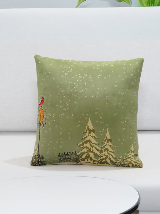 Christmas Carol Velvet Cushion Cover 16x16 Inch