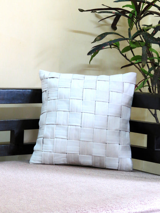 16x16 Inch White Cushion Cover With Weave textures