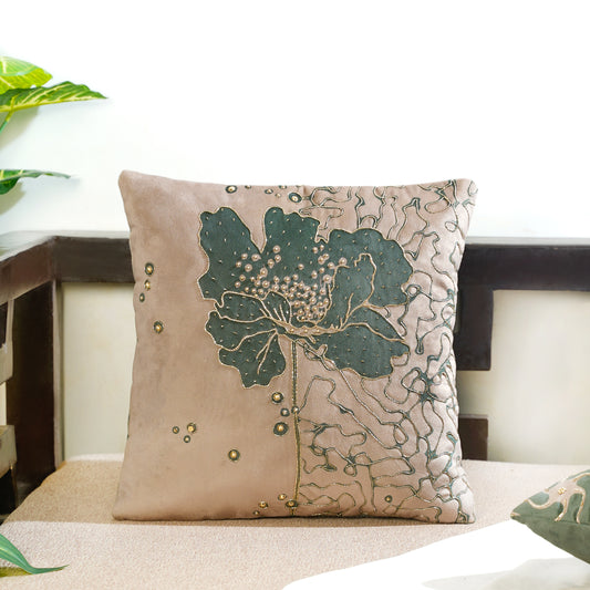 Gilded Garden Velvet Cushion Cover 16x16 inch