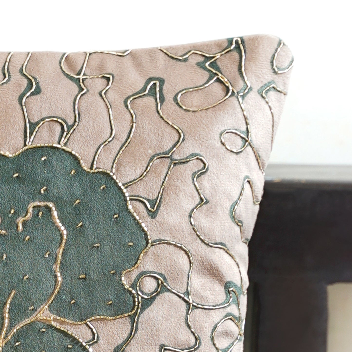 Gilded Garden Velvet Cushion Cover 16x16 inch