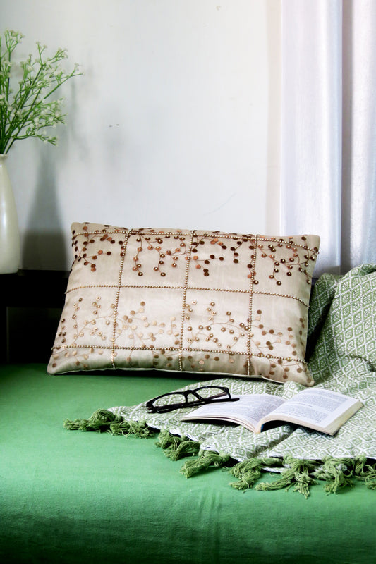 Hand Embroidery Desert pearl tissue cushion cover