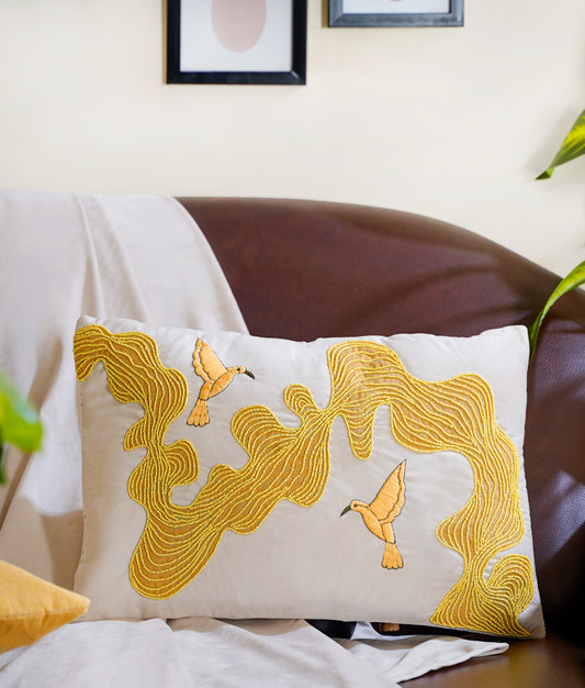 The Yellow morning Abstract Cushion Cover