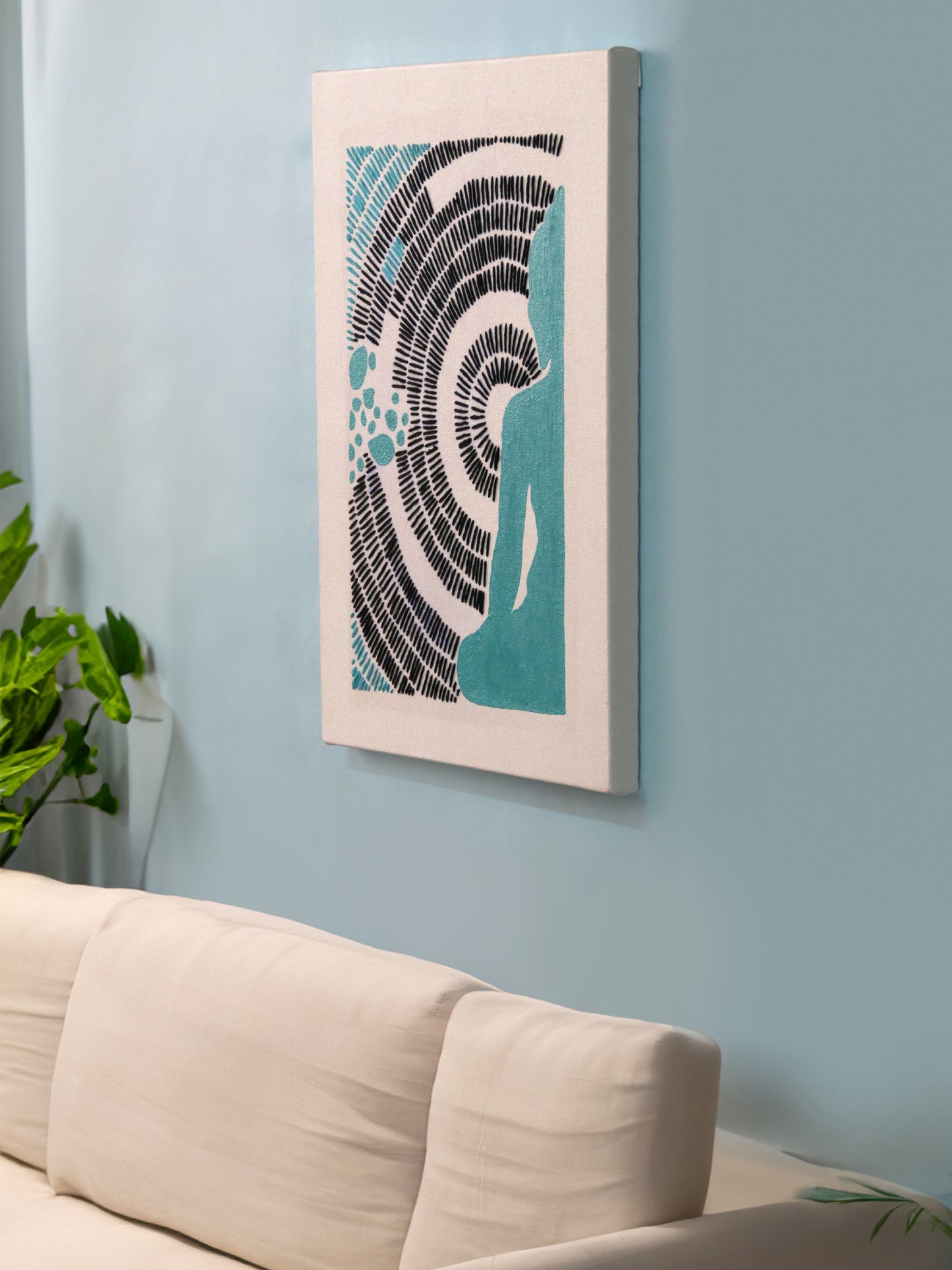 Circle of Calm Hand Embroidered and Hand Painted Spiritual Wall Art