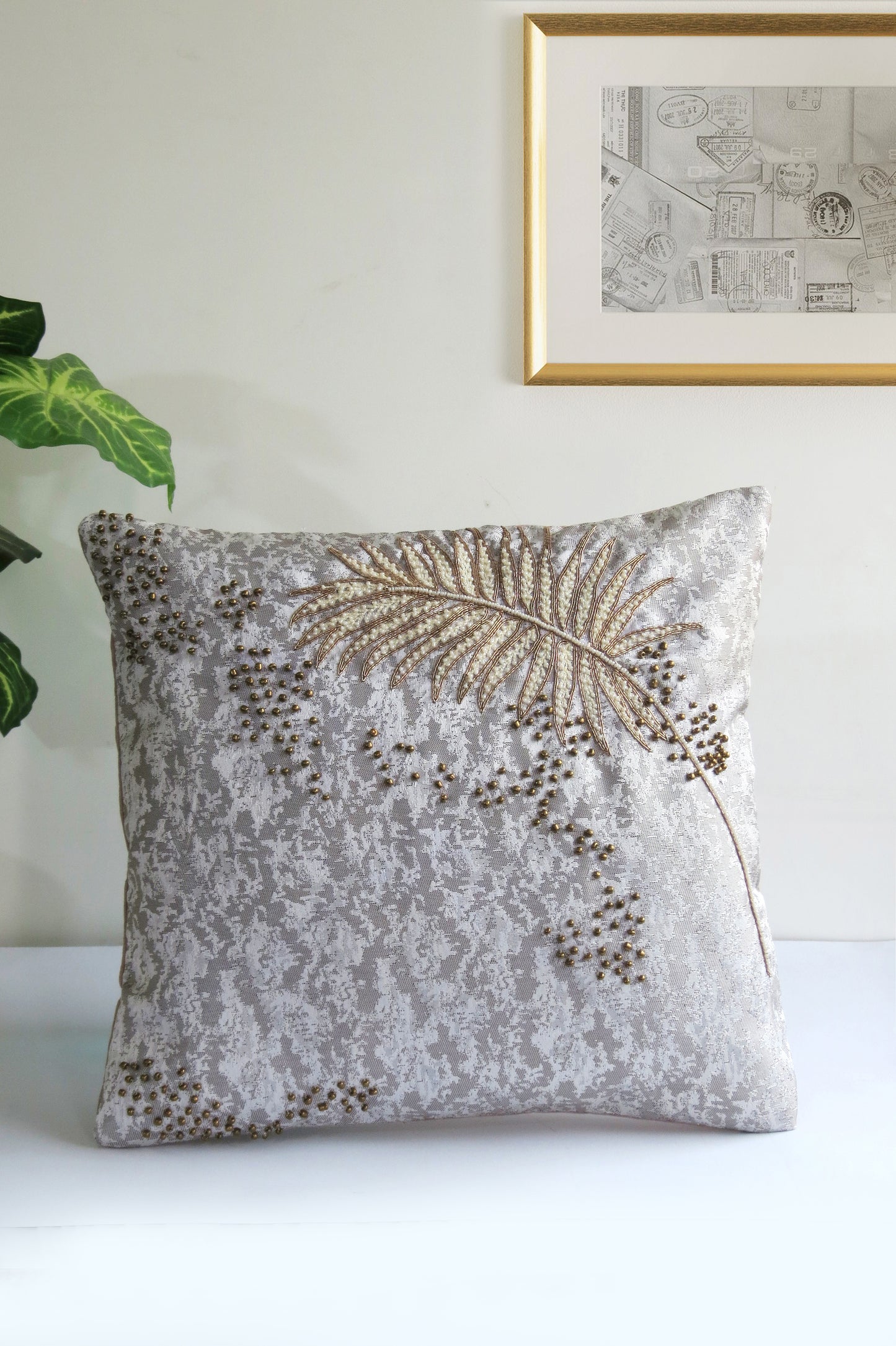 Hand embroidery Desert Pearl cushion cover