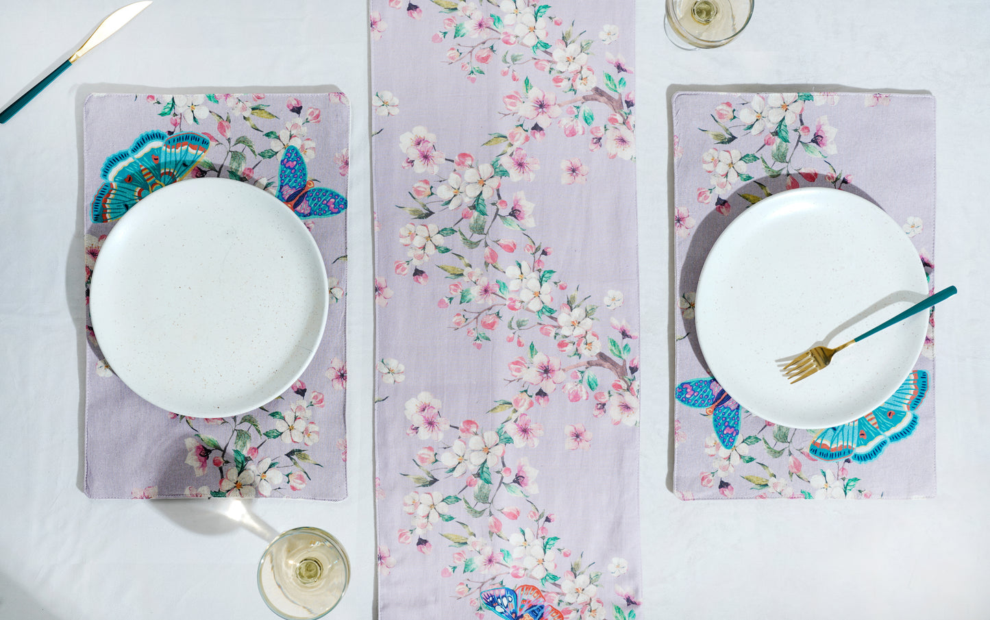 Butterflies & Blossoms cotton Table runner 12x48 Inch