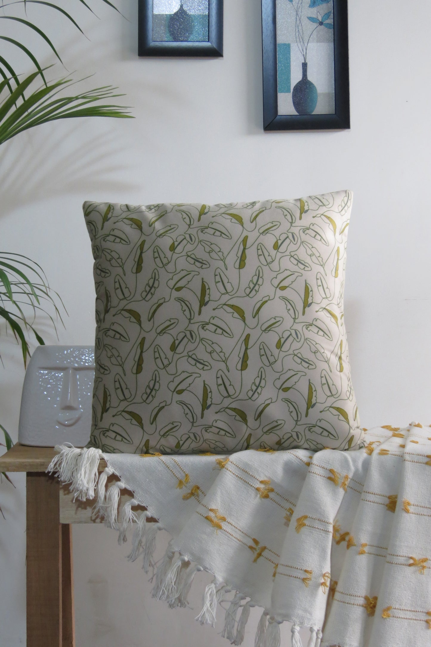 Line art floral cushion cover