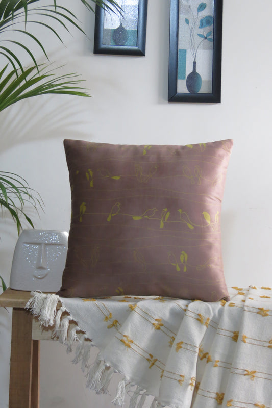 Line art bird printed cushion cover