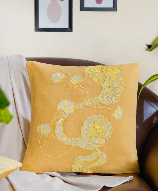 The Yellow Morning Abstract Cushion Cover 16 inch