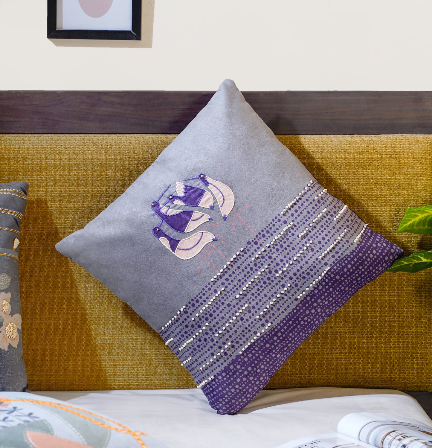 Moonlit Garden bird Cushion Cover 16 inch