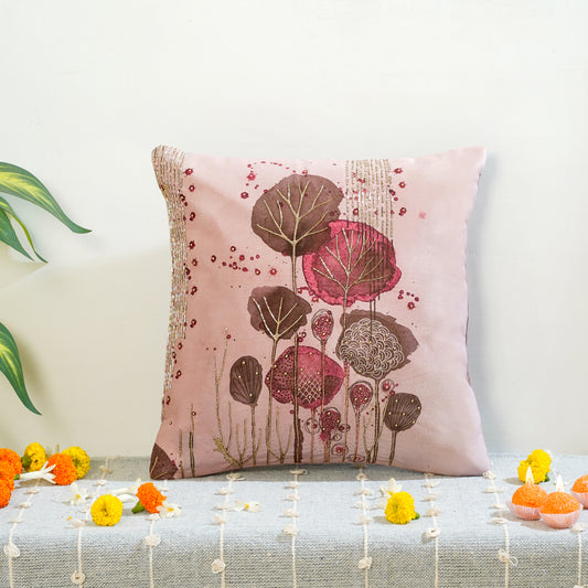 Elysium Dreamscape - "Enchanted Grove" Pink and Grey Cushion Cover 16x16 inch