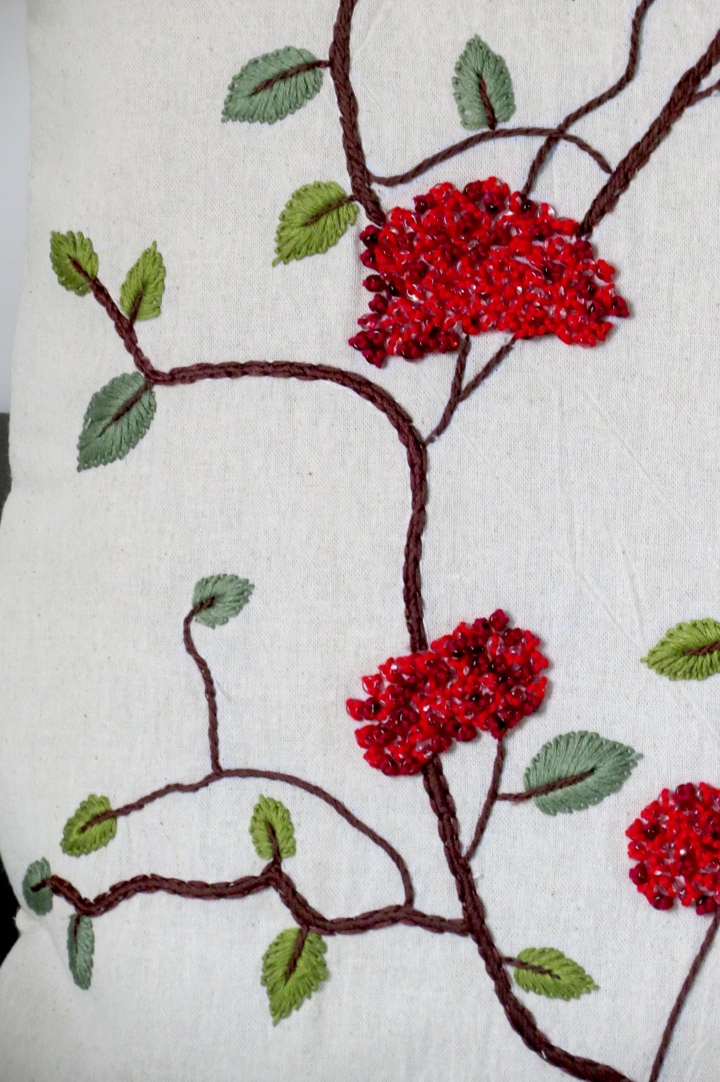 Berry Bliss hand embroidery cotton cushion cover