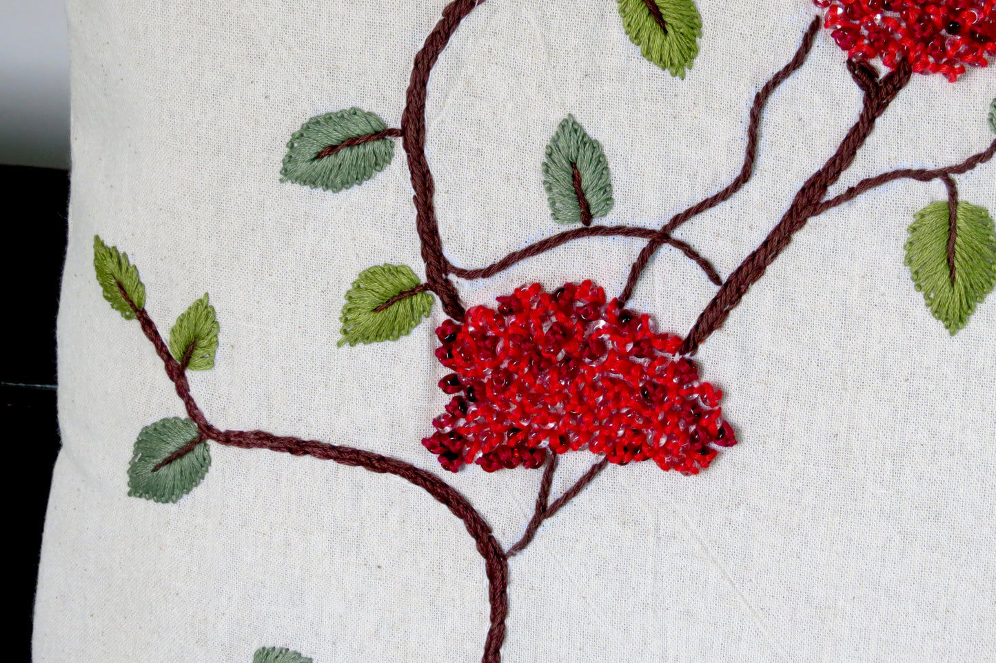 Berry Bliss hand embroidery cotton cushion cover