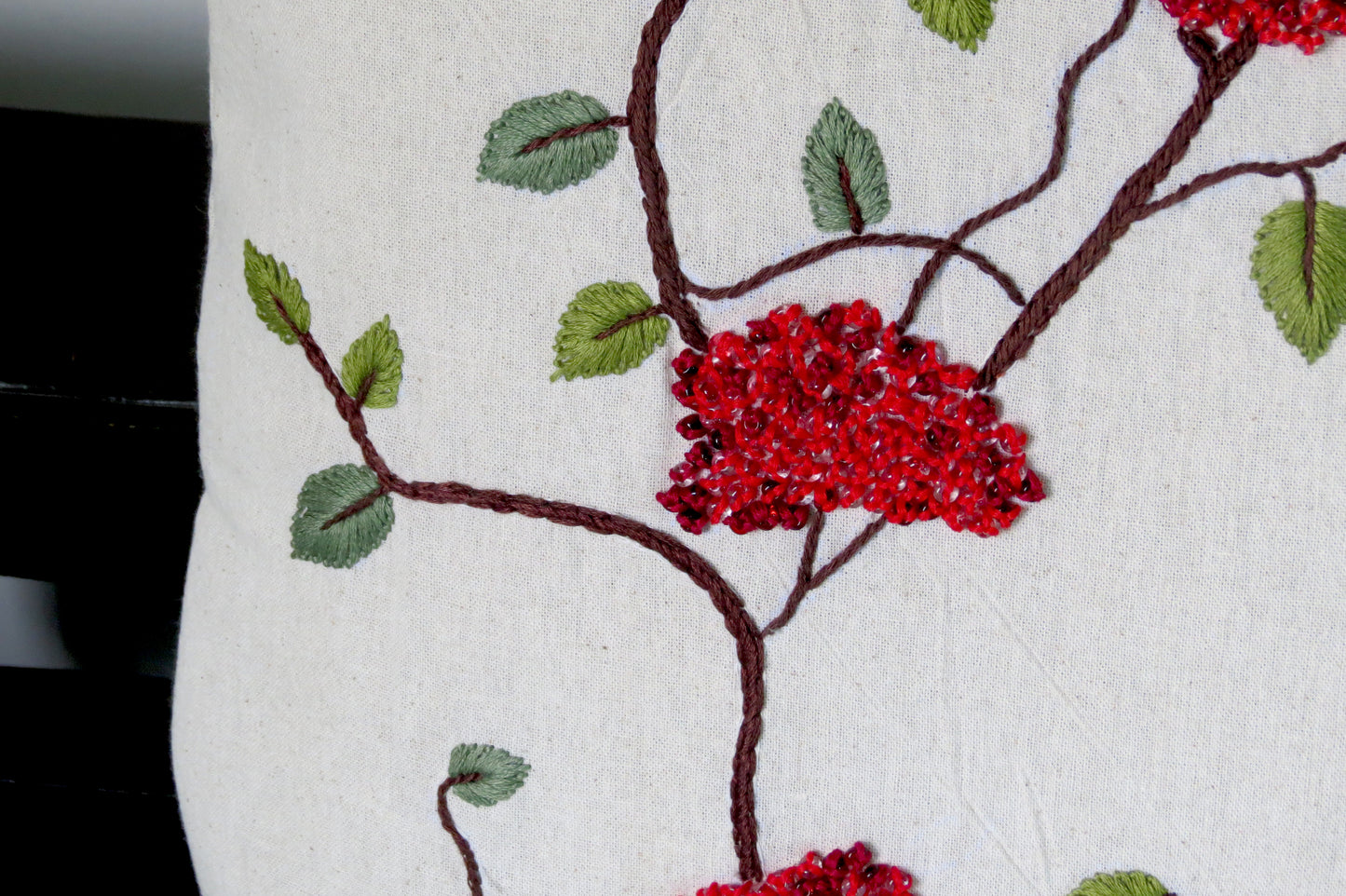 Berry Bliss hand embroidery cotton cushion cover